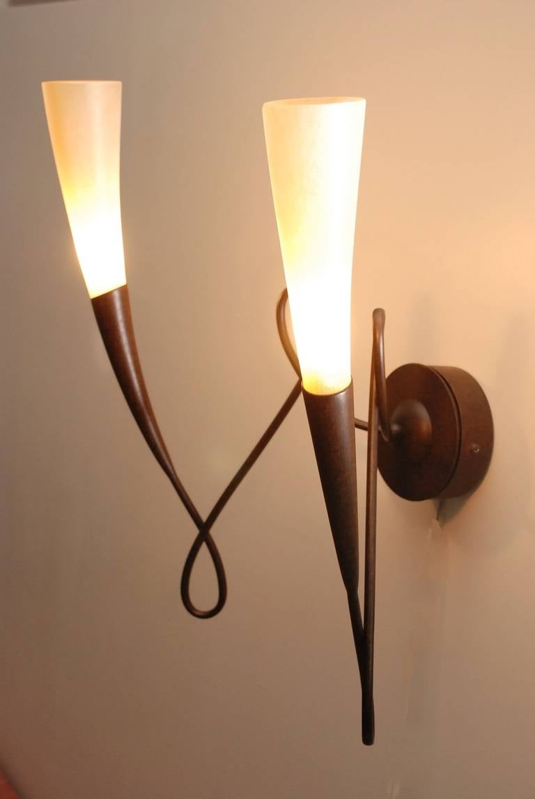 Italian Terzani wall lamps with murano glass For Sale
