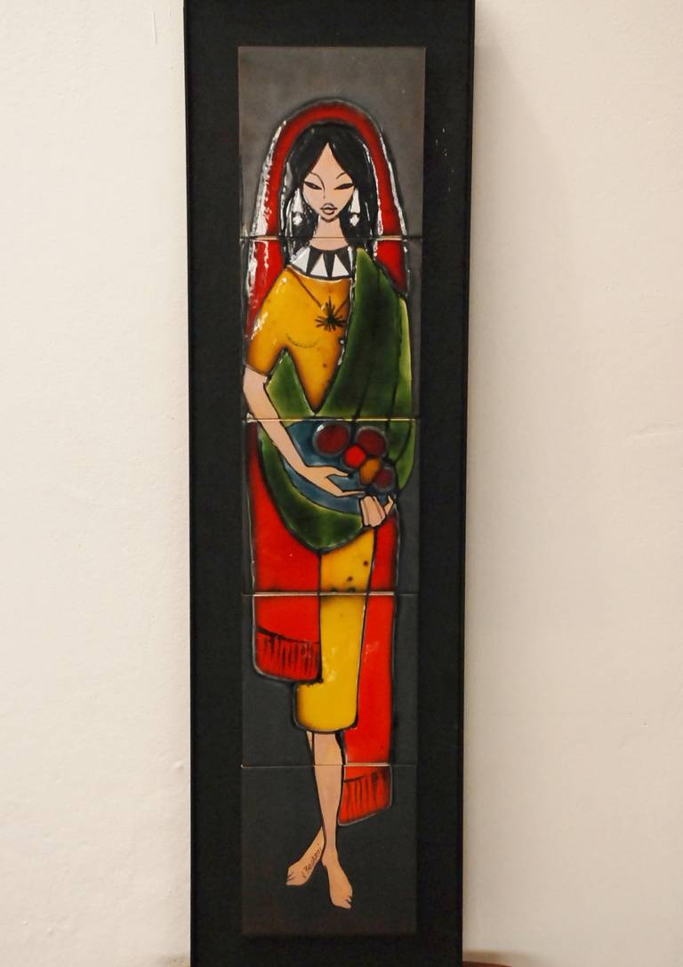 Incredible rare Belarti tile panel in black frame