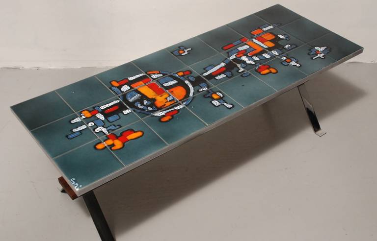 Mid-20th Century Superb Belgian tile coffee table by Adri For Sale