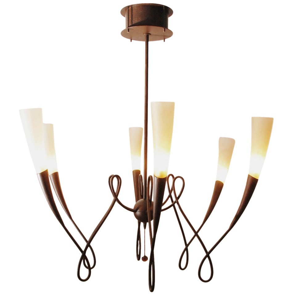 Impressive Terzani chandelier with murano glass For Sale