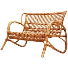 Retro Superb Rohé rattan two-seater