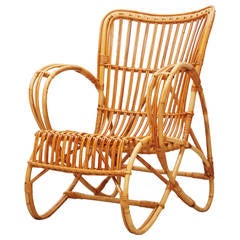 Vintage Original high rattan club chair from Rohé