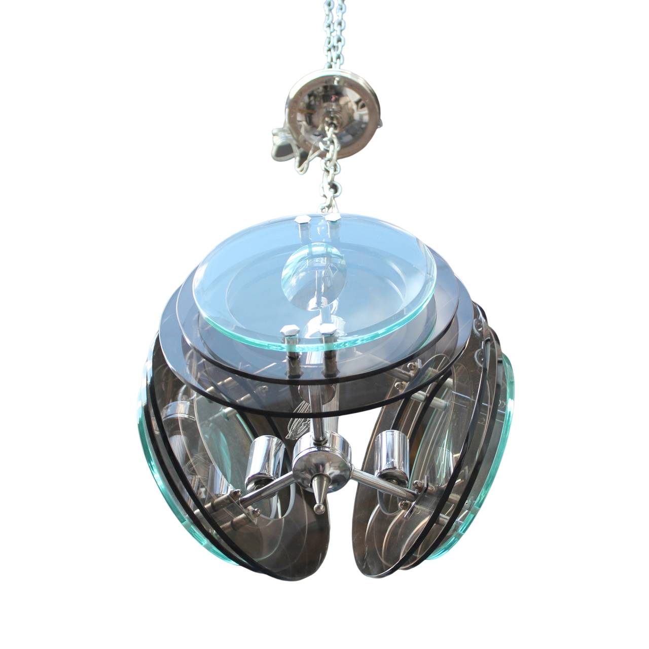 Etched Italian Modernist pendant lamp For Sale