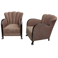 Pair of Swedish Scallop-Back, Art Deco Period Bergeres