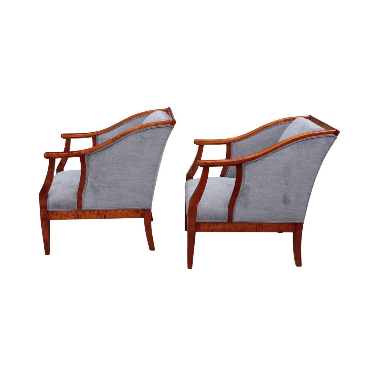 Pair of Swedish neoclassical Art Deco period bergères In Excellent Condition In Hudson, NY