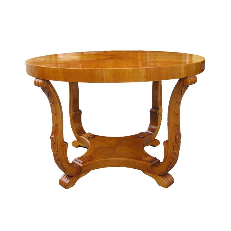 Swedish Art Deco period round cocktail table with inlaid top