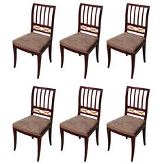 Antique Set of Six Swedish Neoclassical Side Chairs