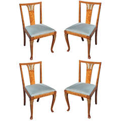 Swedish Set of Four Dining Chairs with Gilt Detail