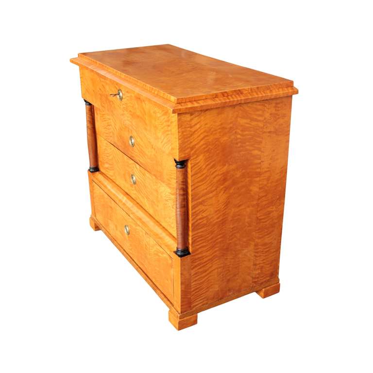 Swedish Biedermeier Period Flame Birch Chest of Drawers