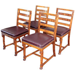 Antique Swedish set of four Art Deco period side chairs