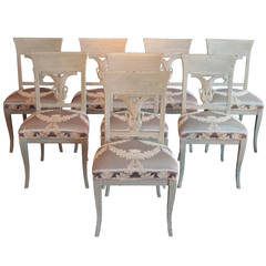 Swedish Set of Eight Neoclassical Painted Side Chairs