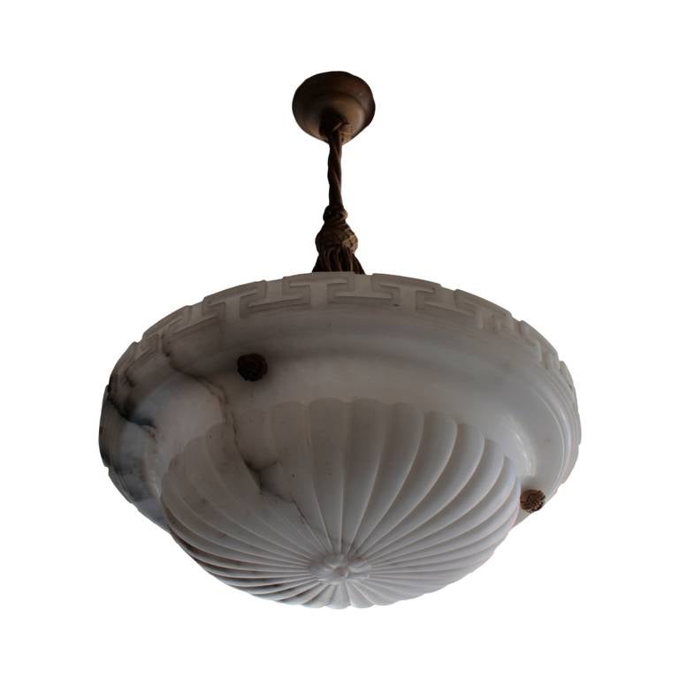 Swedish alabaster and canopy ceiling lamp