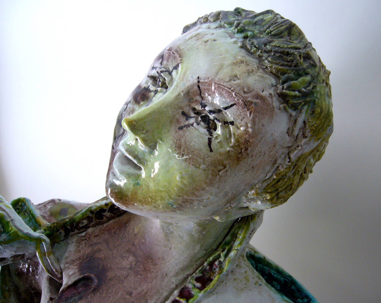 Glazed Alessio Tasca Ceramic Italian Modern Design Surrealist Figurative Bust