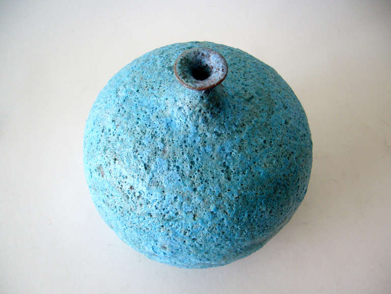 American Beatrice Wood Foamy Blue Lava Vase