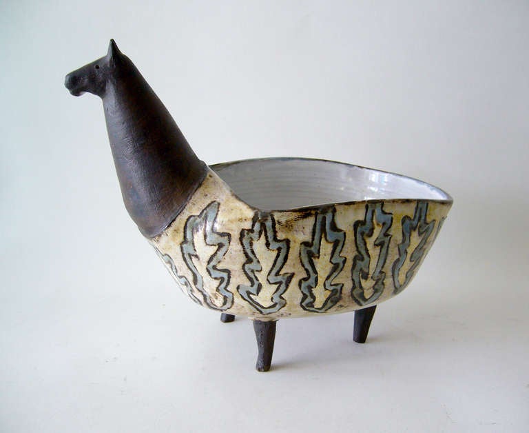 1960s Vallauris France Ceramic Llama Planter