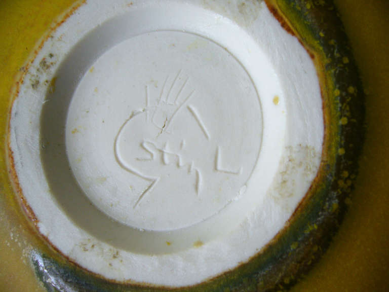 Swedish Stig Lindberg Gustavsberg Studio Golden Ceramic Bowl