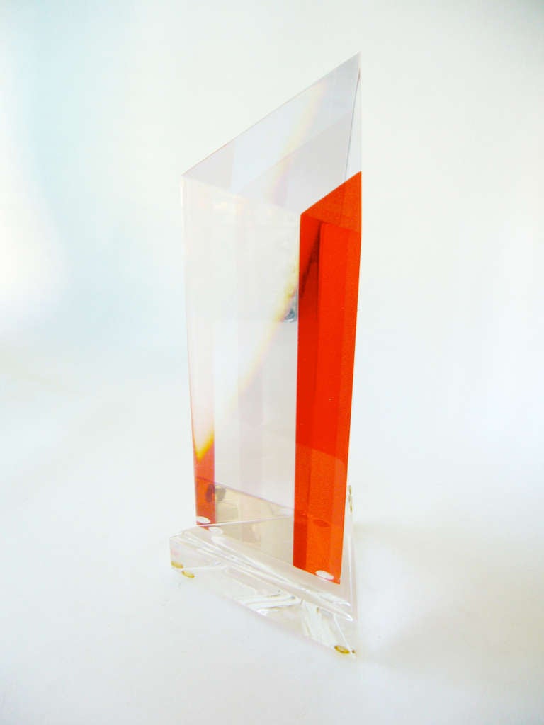 Modern Acrylic Lucite Pyramid Sculpture by Ashley