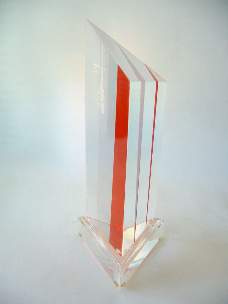 American Acrylic Lucite Pyramid Sculpture by Ashley