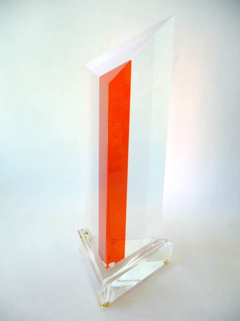 Acrylic Lucite Pyramid Sculpture by Ashley In Excellent Condition In Palm Springs, CA