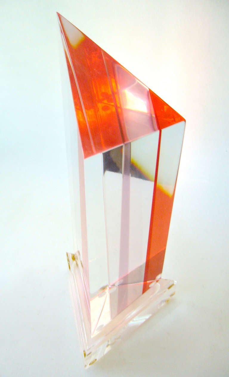 20th Century Acrylic Lucite Pyramid Sculpture by Ashley