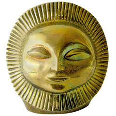 Brass Sunburst Head Sculpture