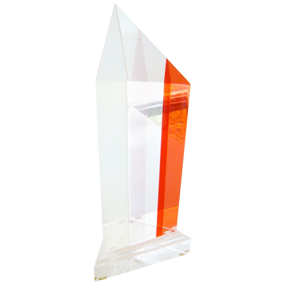 Acrylic Lucite Pyramid Sculpture by Ashley