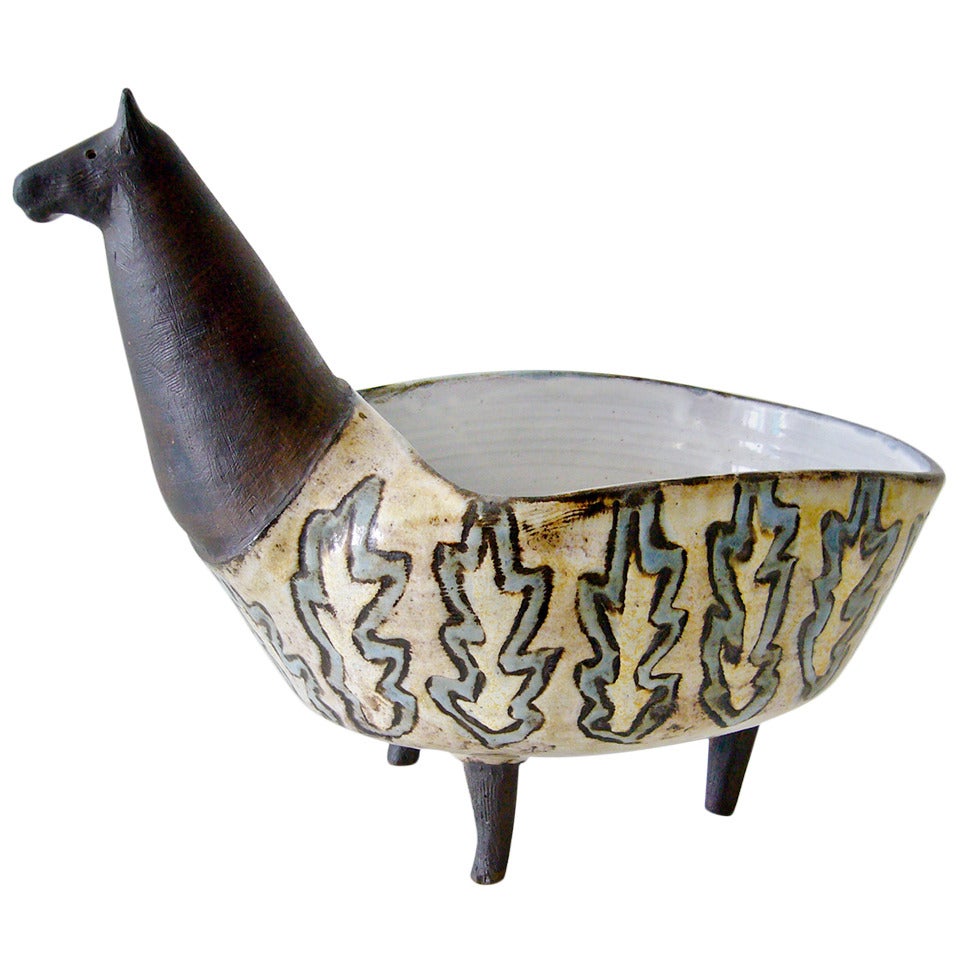 1960s Vallauris France Ceramic Llama Planter