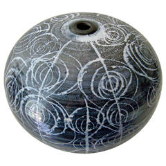 J.T. Abernathy Stoneware Sgraffito Vase