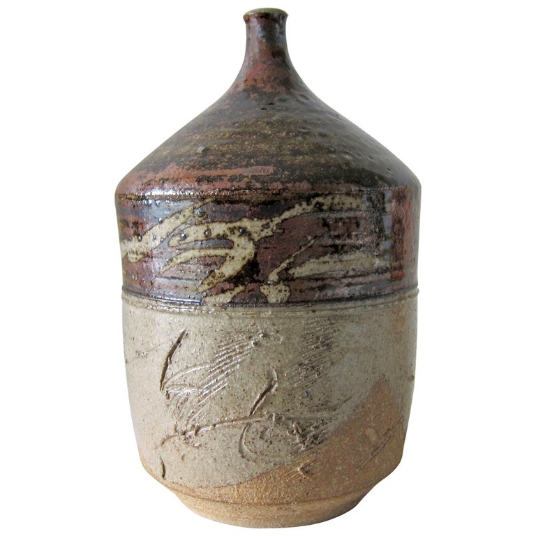 Paul Soldner Stoneware California Studio Pottery Vase For Sale