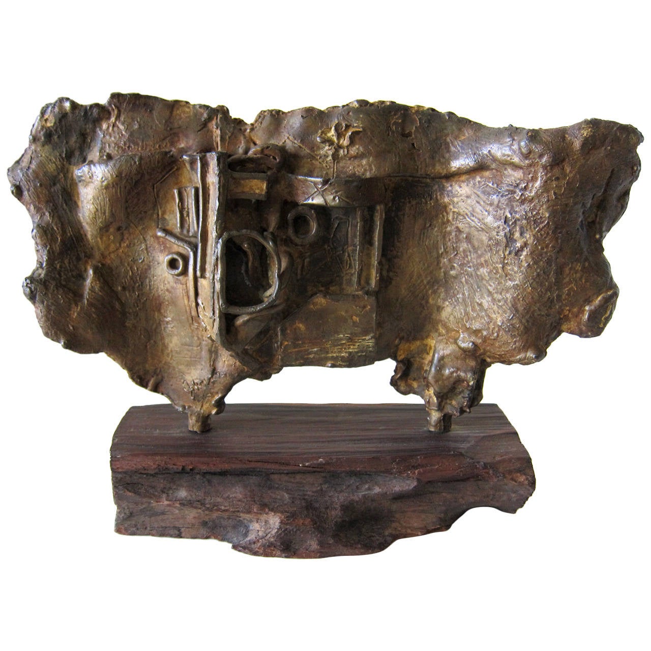 Johnson Modernist Bronze on Wood Base Sculpture For Sale at 1stdibs