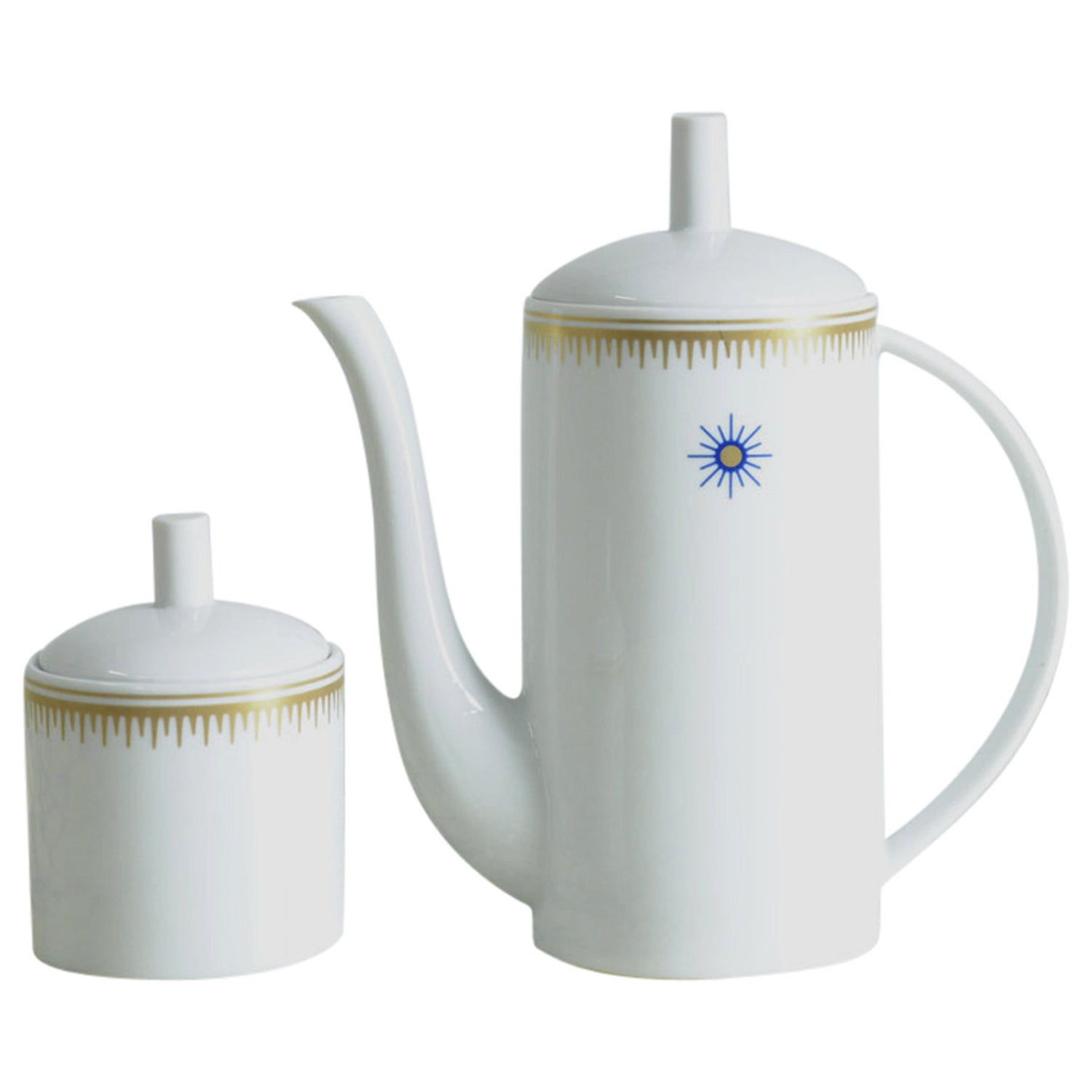Ceramic Coffee Pot And Sugar Bowl By Alessandro Mendini For Alessi