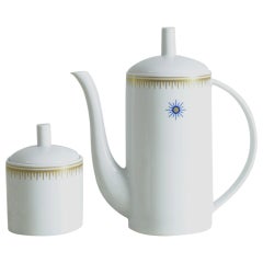 Vintage Ceramic Coffee Pot and Sugar Bowl by Alessandro Mendini for Alessi Tendentse