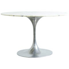 19060s Round Dining Table with Arabescato Marble Top