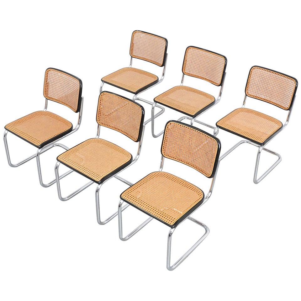 Set of Six ‘Cesca’ B32 Side Chairs by Marcel Breuer for Thonet