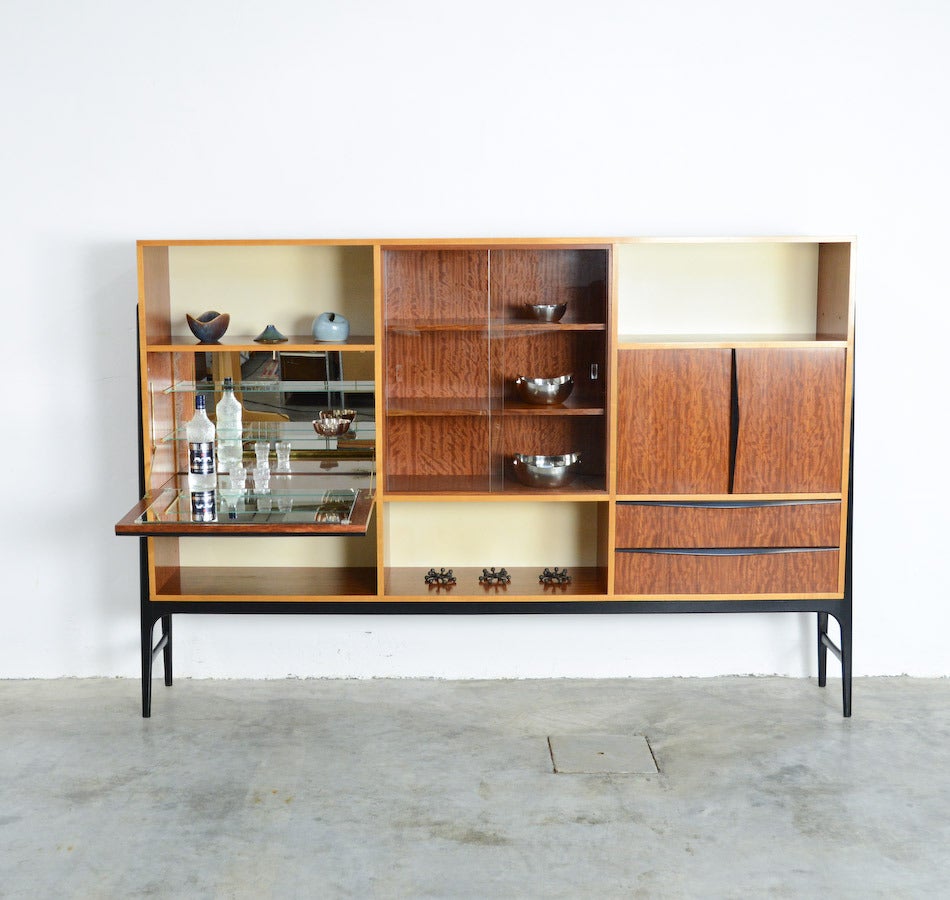 Mid-Century Modern Wide Bar Cabinet by Alfred Hendrickx for Belform, 1958