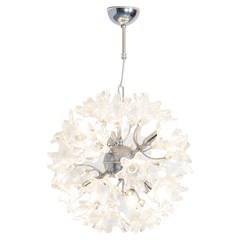 1960s Sputnik Chandelier with Glass Floral Shades