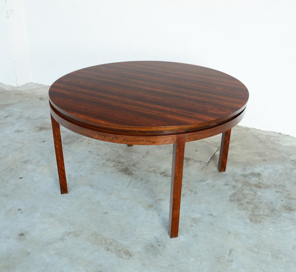 Round Extendable Rosewood Dining Table by Alfred Hendrickx for Belform 1