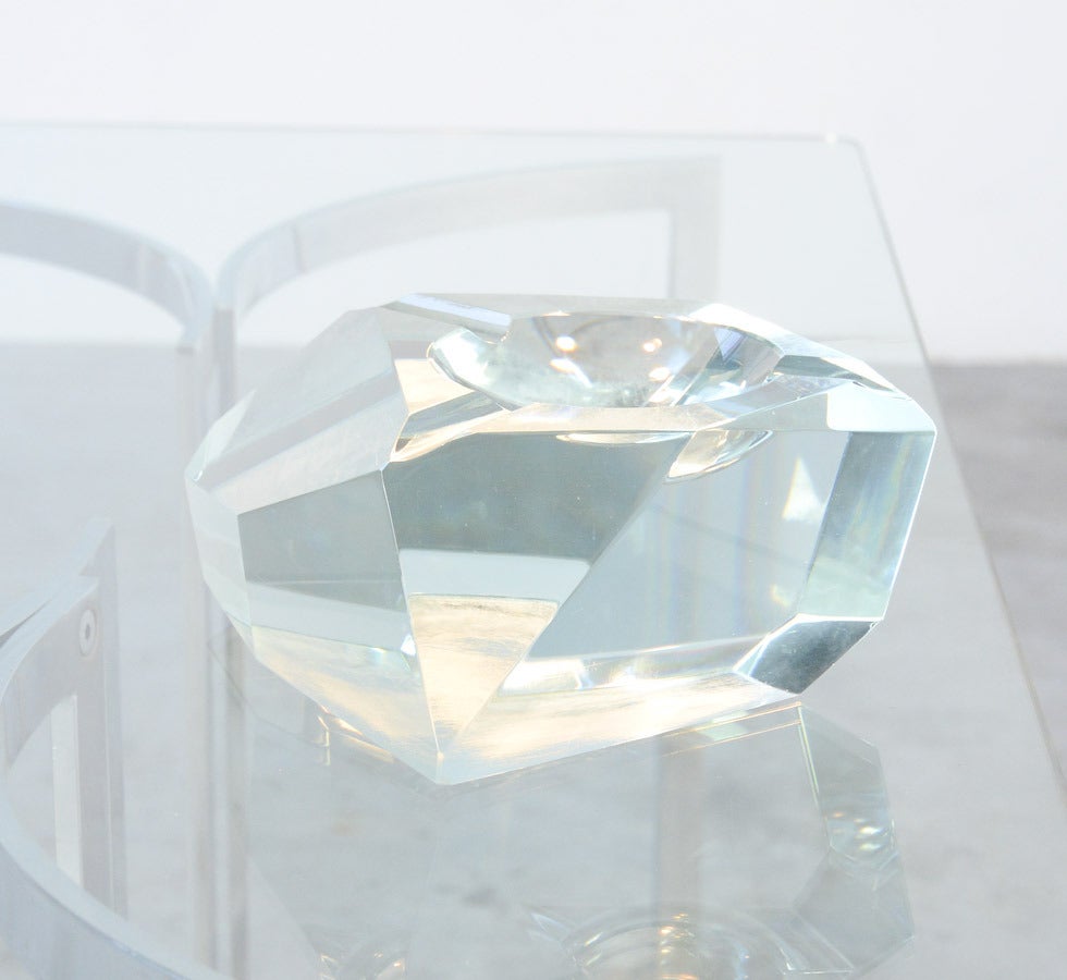 Mid-Century Modern Crystal Glass Ashtray in the Manner of Max Ingrand