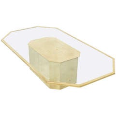 Unique Brass Octagonal Coffee Table with Geometric Motives