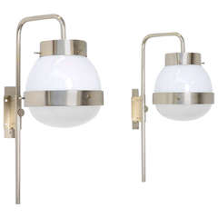 Magnificent Pair of Delta Parete Wall Lamps by S. Mazza for Artemide