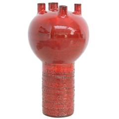 Unique 1960s Deep Red Vase by Keramar, Belgium