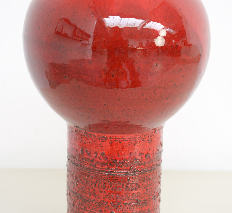 Unique 1960s Deep Red Vase by Keramar, Belgium 1