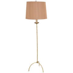 Faux Bamboo Brass Floor Lamp in the style of Maison Bagues