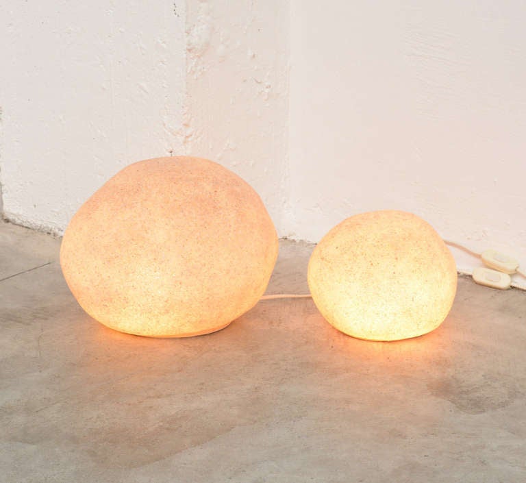 Mid-Century Modern Set of Two Rock-Shaped Dorra Lamps by A. Cazenave