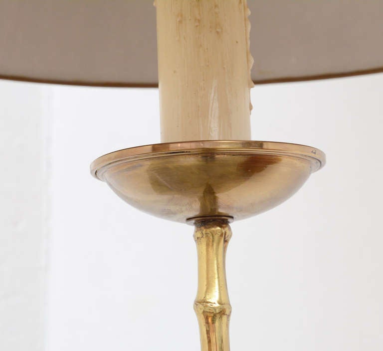 French Faux Bamboo Brass Floor Lamp in the style of Maison Bagues