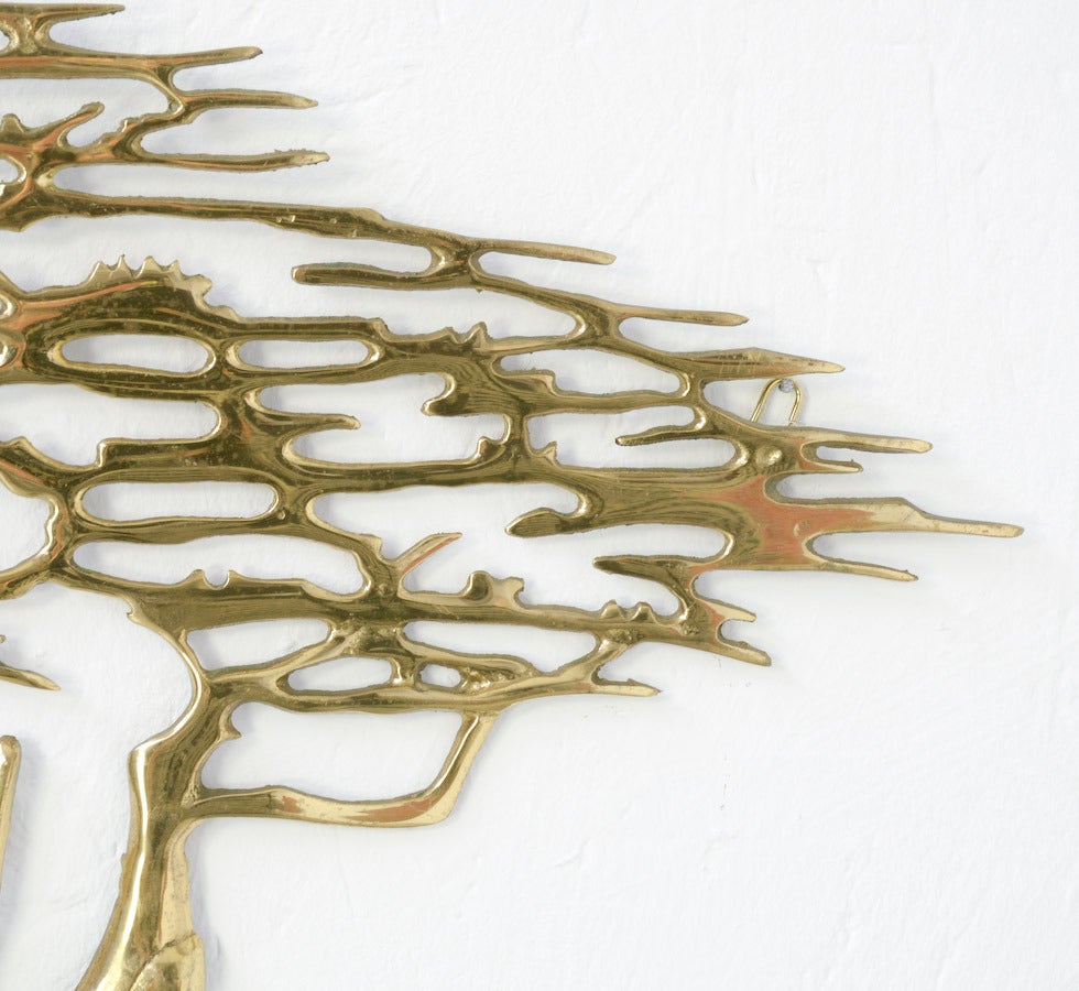 Belgian 1970s Brass Bonsai Tree Wall Sculpture