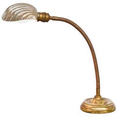 Very Early Original Brass Shell Table Lamp