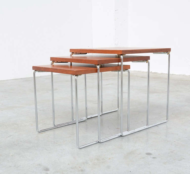 Dutch Set of Three 1960s Nesting Tables