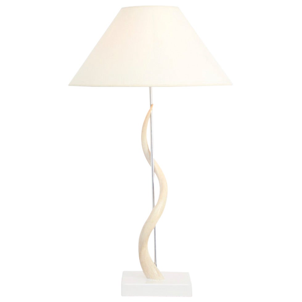 1970s Table Lamp with White Kudu Horn