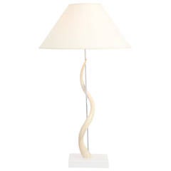 1970s Table Lamp with White Kudu Horn